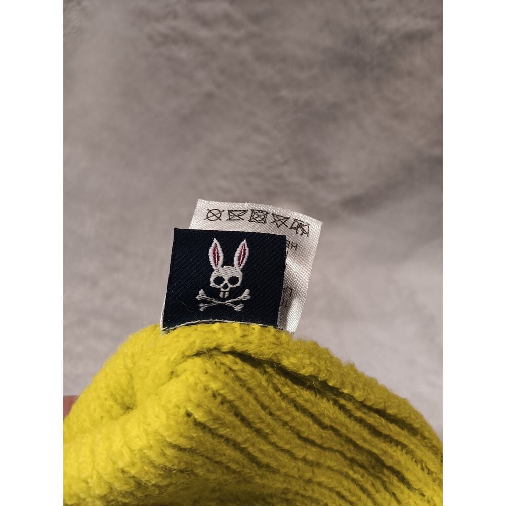 Psycho Bunny Wool Knit Beanie Lime Unisex One Size 100% Wool Logo Hat - Picture 4 of 6